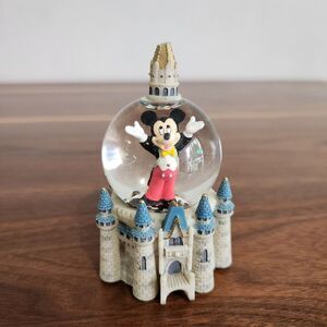 Disney Mickey Mouse Cinderella Castle Magic Kingdom Mini Snow Globe 3.5”